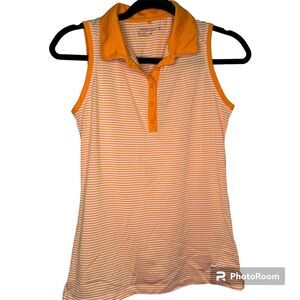 Nike Orange Striped Golf Sleeveless Polo Small